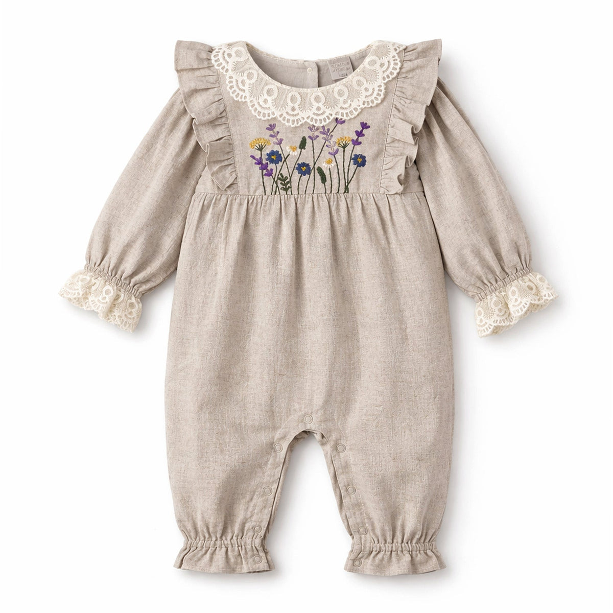 Wildflower Embroidered Linen Romper