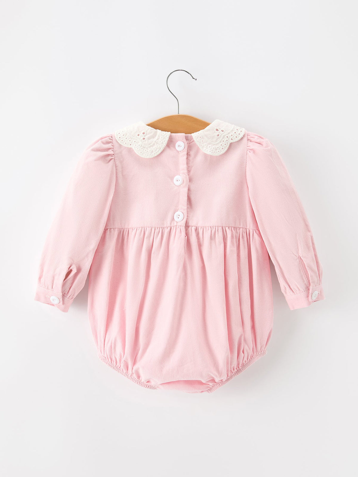 Smocked Corduroy Bubble with Peter Pan Collar