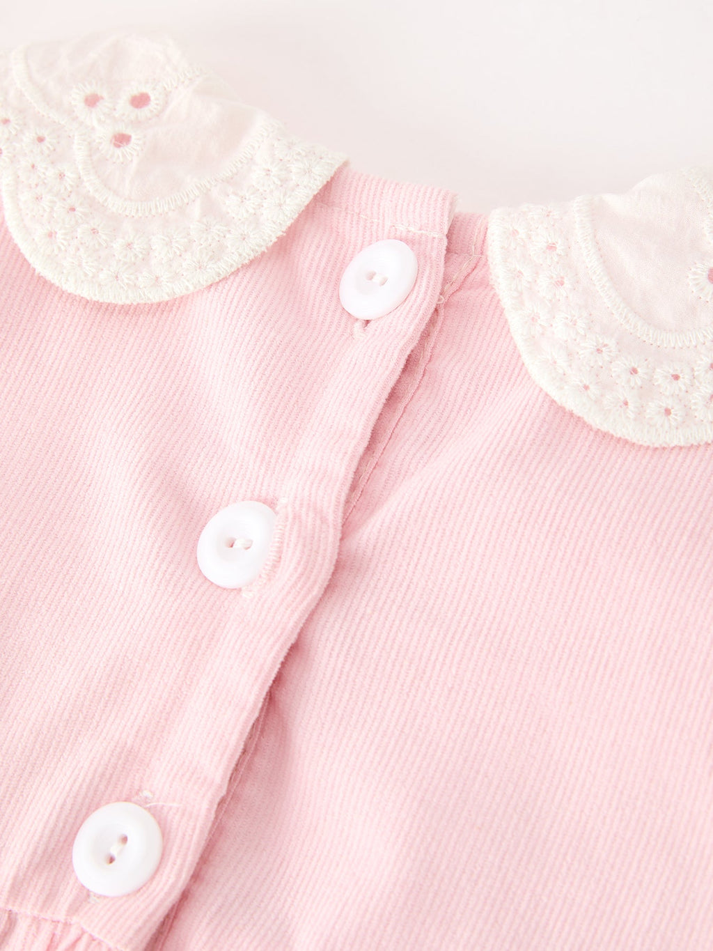 Smocked Corduroy Bubble with Peter Pan Collar