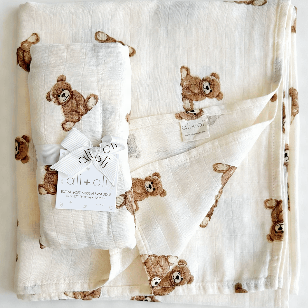 Teddy Bear Bamboo Muslin Swaddle
