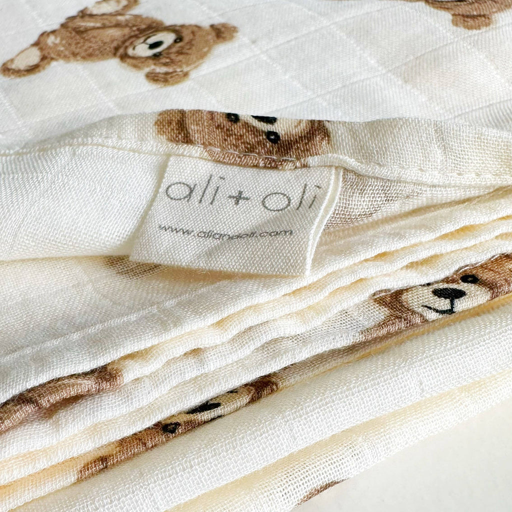 Teddy Bear Bamboo Muslin Swaddle