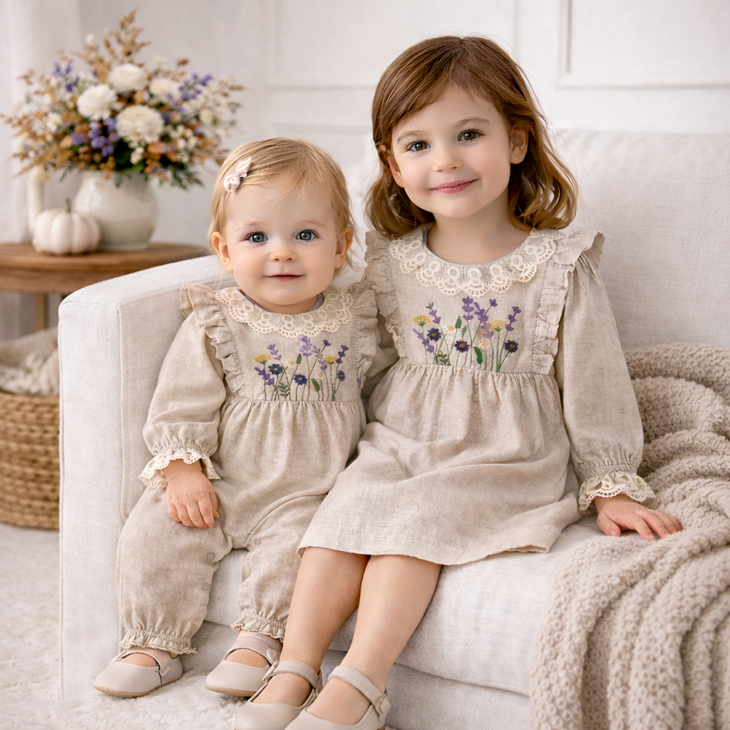 Wildflower Embroidered Linen Romper