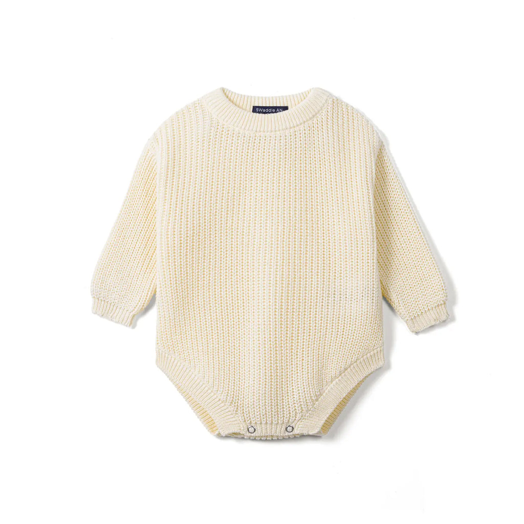 Chunky Knit Romper in Cream