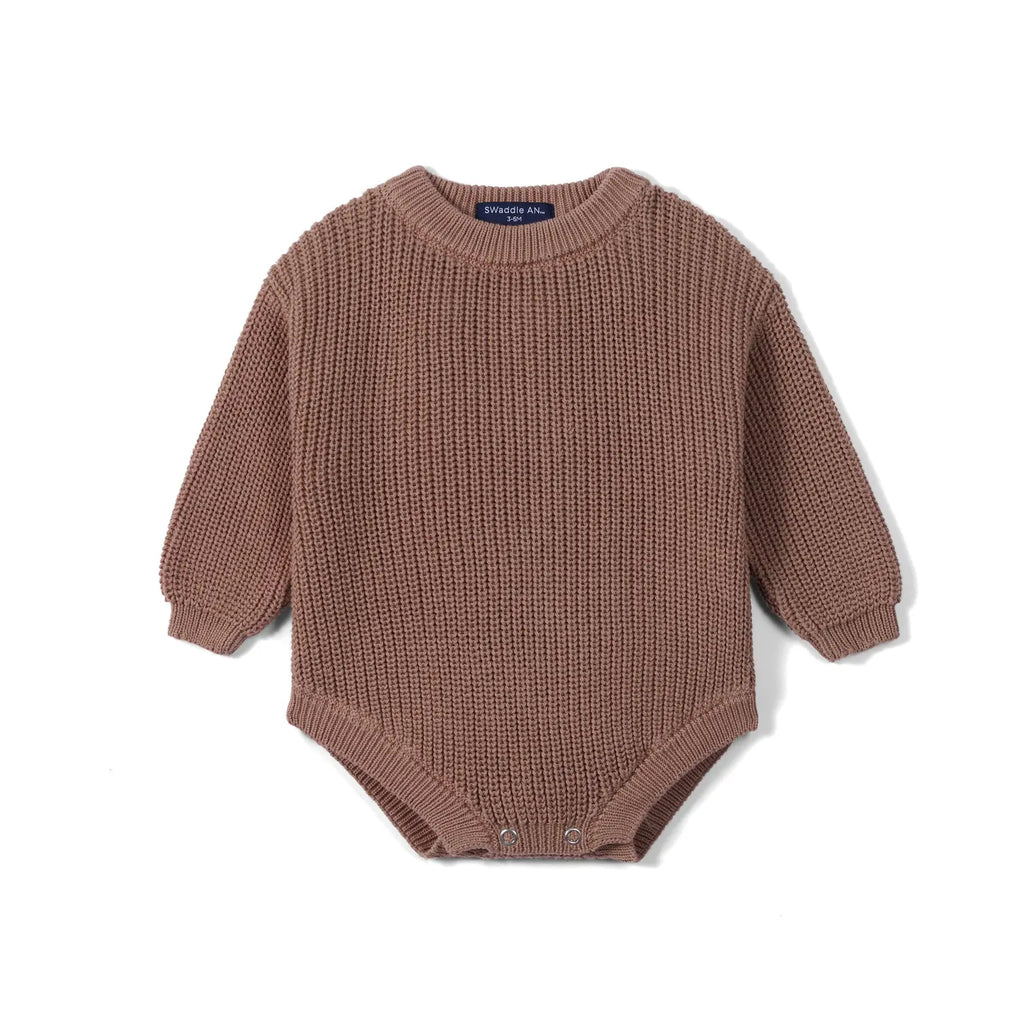 Chunky Knit Romper in Mocha