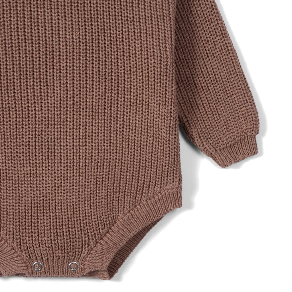 Chunky Knit Romper in Mocha