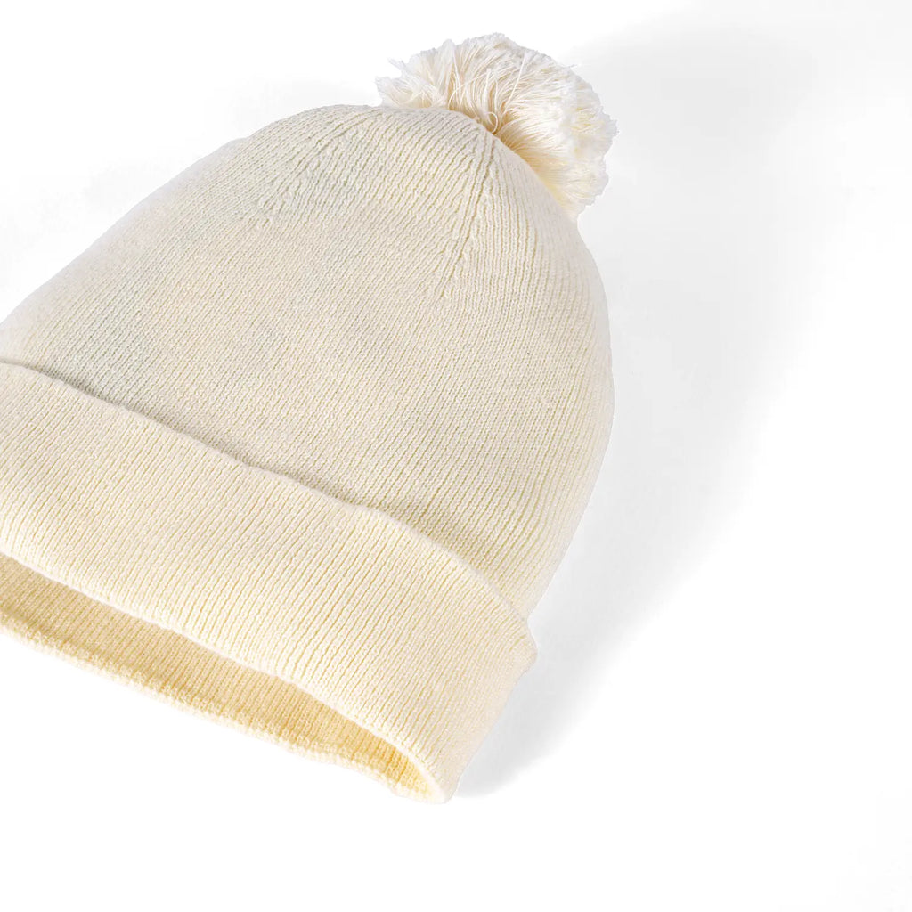 Chunky Knit Pom Beanie in Cream