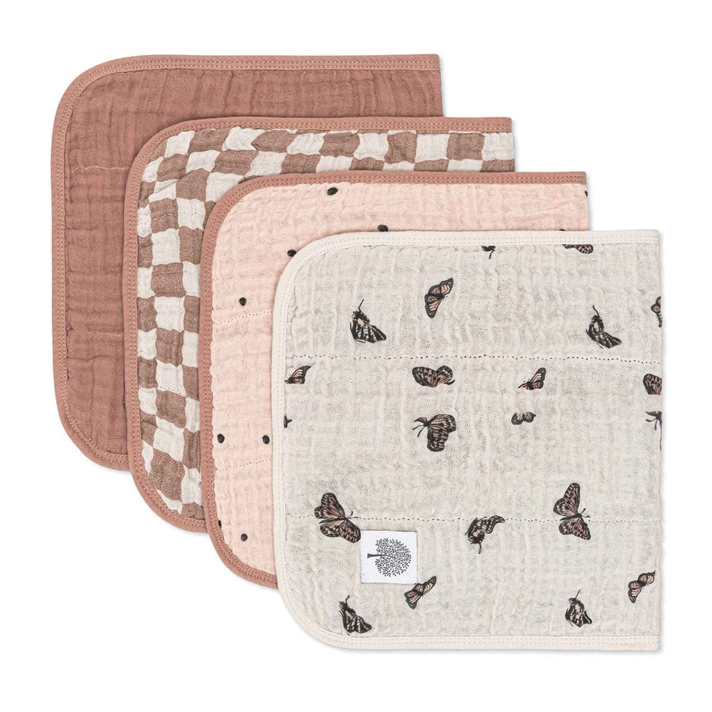 Butterfly Muslin Burp Cloths, 4-Pack