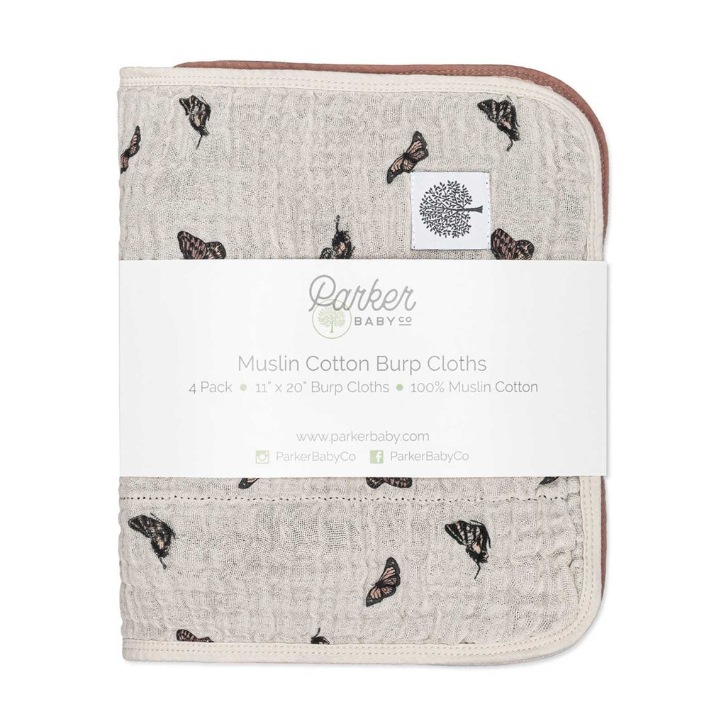 Butterfly Muslin Burp Cloths, 4-Pack