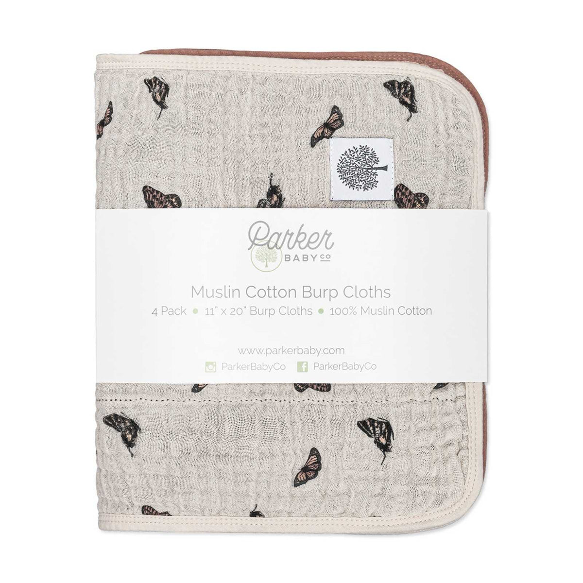 Butterfly Muslin Burp Cloths, 4-Pack