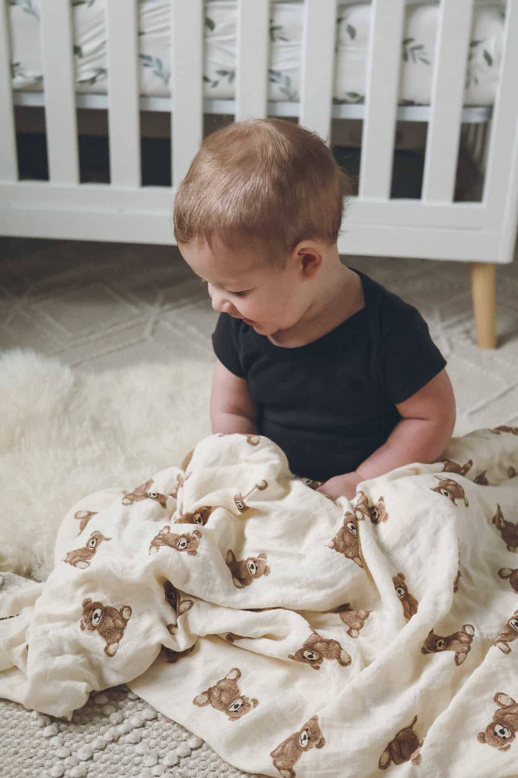 Teddy Bear Bamboo Muslin Swaddle