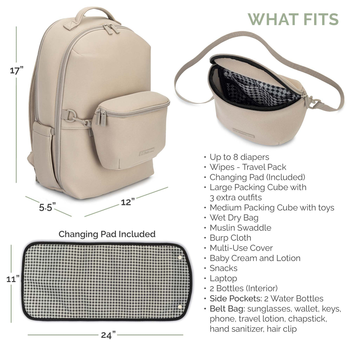 Drift Neoprene Diaper Backpack & Belt Bag